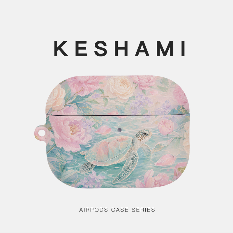 Keshami Is Suitable for Apple Airpods5/Pro3/Pro2/Airpods4 Earphone Cases, Protective Cases, Full Coverage, New Anti-Drop Hard Shell, Matte Pink Turtle