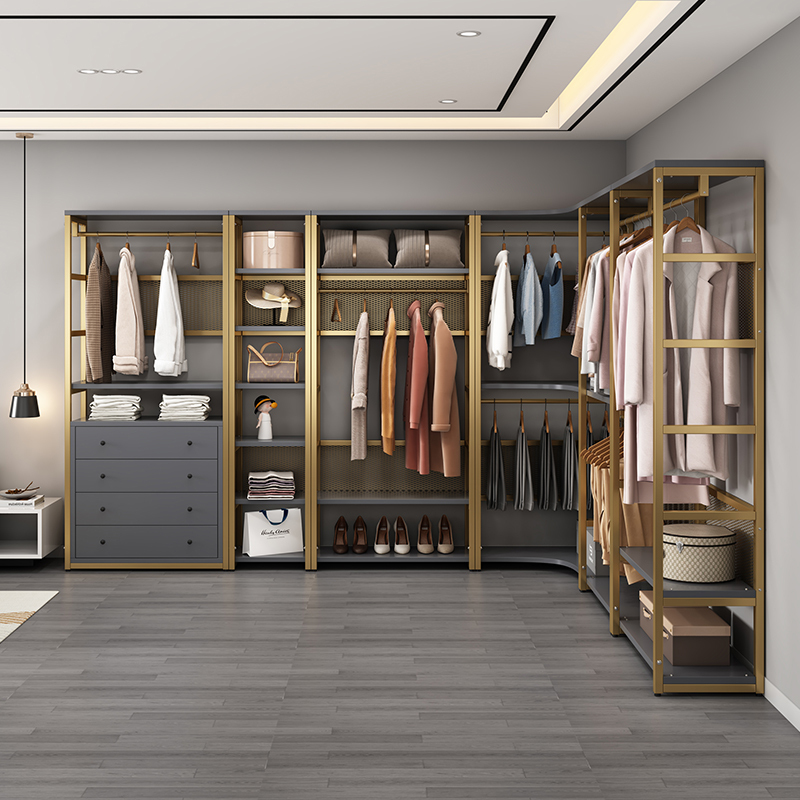LAOSHU Cloakroom Cabinet Combination Simple Metal Frame Clothes Hanger Floor-Standing Coat Rack Open Iron Wardrobe LAOSHU Cloakroom Cabinet Combination Simple Metal Frame Clothes Hanger Floor-Standing Coat Rack Open Iron Wardrobe