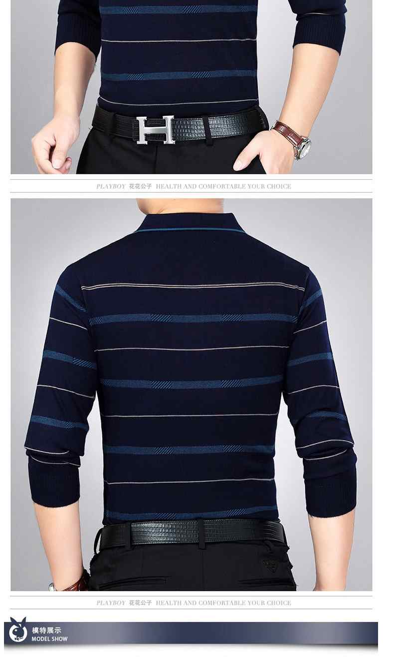 Áo thun dài tay mùa đông cho nam trung niên bằng vải cotton cộng với nhung bố mặc áo thun sọc dày trung niên áo thun thể thao