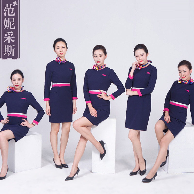 Beautician work clothes woman suit with high end beauty salon foreign dress Long sleeve flight attendant uniforms spring autumn season