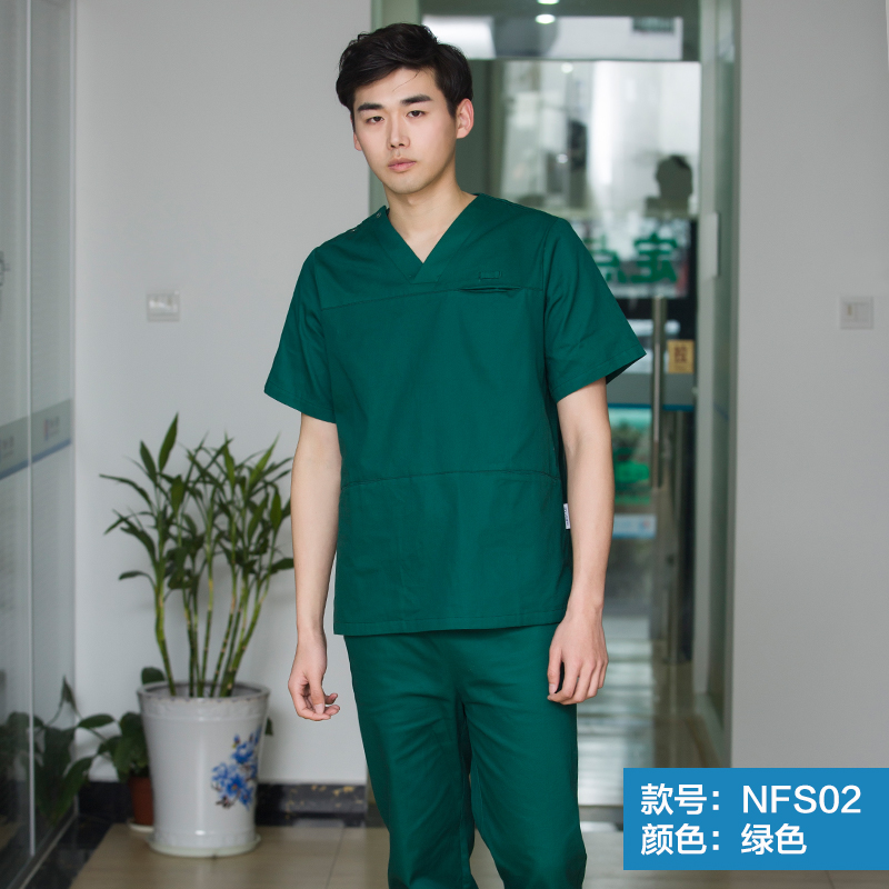 Bệnh viện bác sĩ phòng mổ rửa tay và bàn chải tay sleevecotton ngắn bông nam và quần của phụ nữ ly quần áo y tá miệng