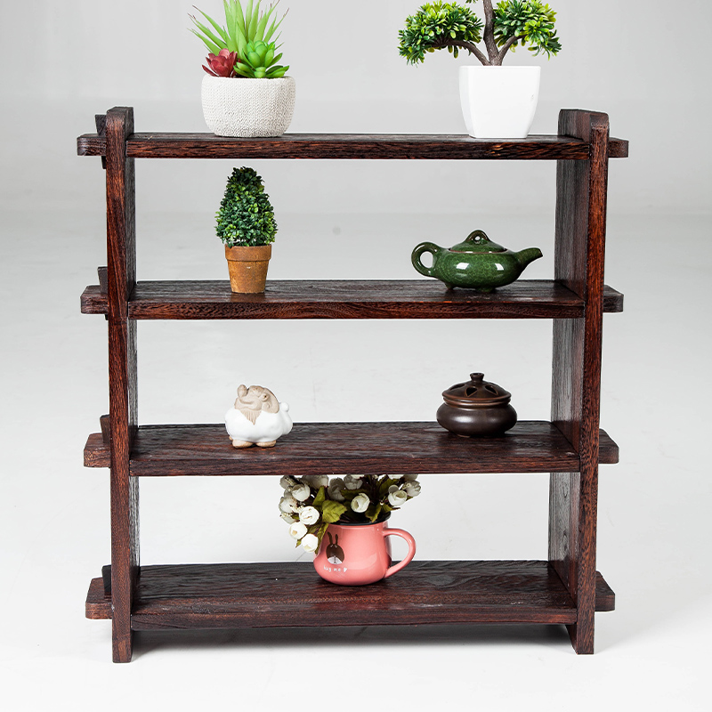Japanese-style solid wood tea shed bogusa small teapot rack storage rack storage rack multi-meat plant rack treasure rack