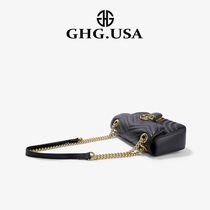 GHG light luxury brand leather big-name Lingge chain small bag womens 2021 new trendy messenger bag armpit bag