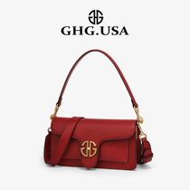 GHG light luxury brand wine red tabby bacchus bag armpit bag female 2021 new trendy messenger bag summer