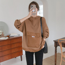 Pregnant womens sweater spring and autumn womens long model 2021 new autumn fashion loose size premium belly tide coat