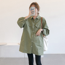 Maternity dress long shirt spring and autumn 2021 autumn new autumn high fashion large size long sleeve top