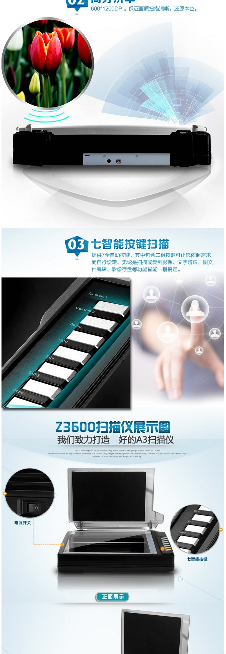Người sáng lập Z3600 Máy quét phẳng A3 bản vẽ chuyên nghiệp xuất bản máy quét nhận dạng văn bản pdf có thể tìm kiếm - Máy quét 	máy scan tài liệu a3