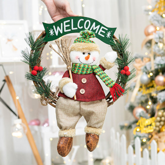 Christmas decoration garland door decoration bedroom shopping mall scene layout wall hanging decoration rattan ring door hanging pendant hanging decoration