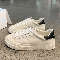 Tide thick soles leather small white shoes girls 2022 spring and autumn new shell heads female shoes casual and student slap shoes