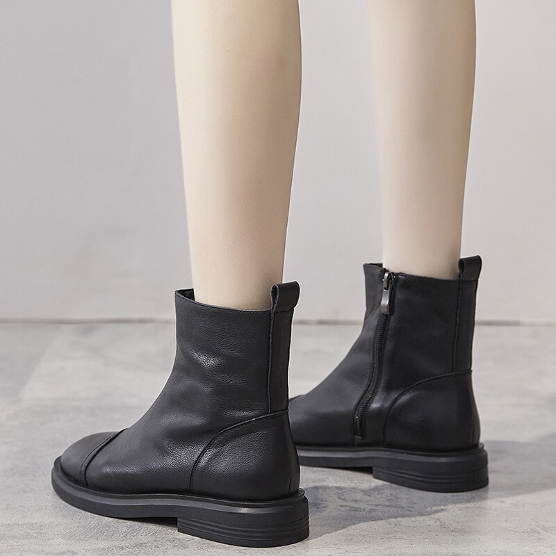 Tide - leather Martin Boots England Festival 2022 new thick bottom zipper boots locomotive single boots