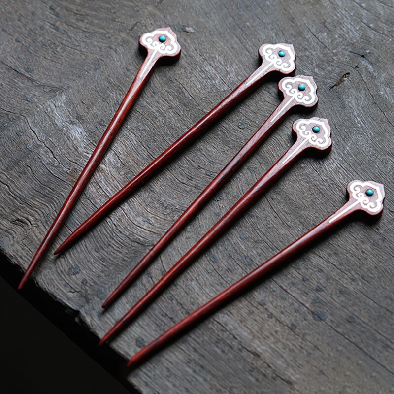 Ruyi Indian Small Leaf Purple Sandalwood Hairpin Hanfu Accessories Tray Hair Accessories Sandalwood Hairpin Hairpin Sends Girlfriend a Hairpin 0513