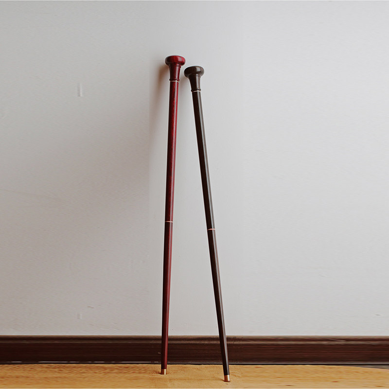 Round Head Scepter Indian Small Leaf Purple Sandalwood Cane Non-slip Red Wood Solid Wood Older's Stick Collection Gifts 1056