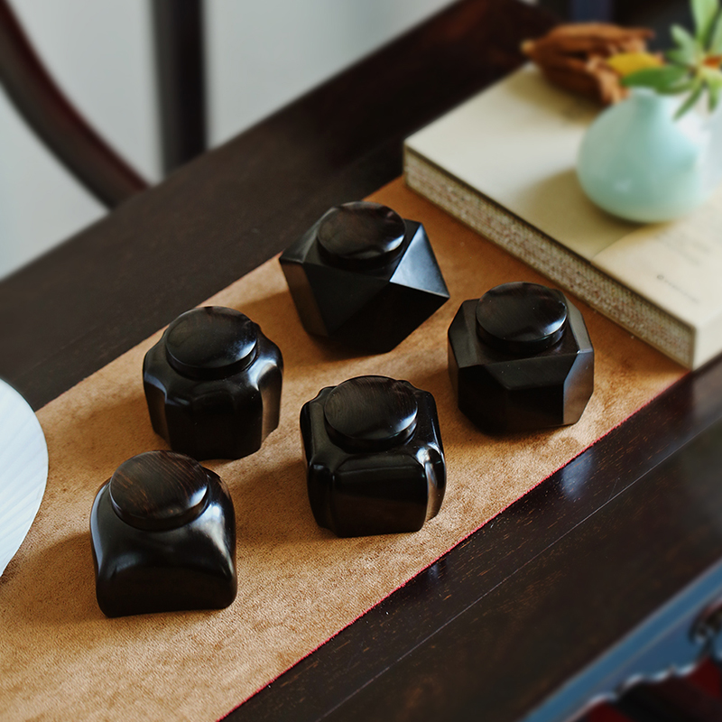 Purple Light Sandalwood Geometric Tank Red Wood Jar Wood Tea Leaf Jar Black Sandalwood Tea Barn Containing Jar Storage Tank Collection 1350-Taobao