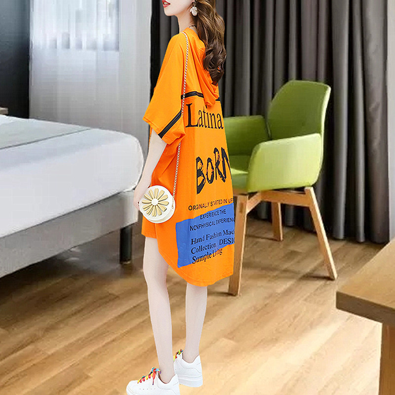 Boomer Women Dress Pregnant Woman Summer Dress Ocean Dress 2022 Summer Style Large Size Loose Fashion Short Sleeve Tandem Hat T-shirt Dress