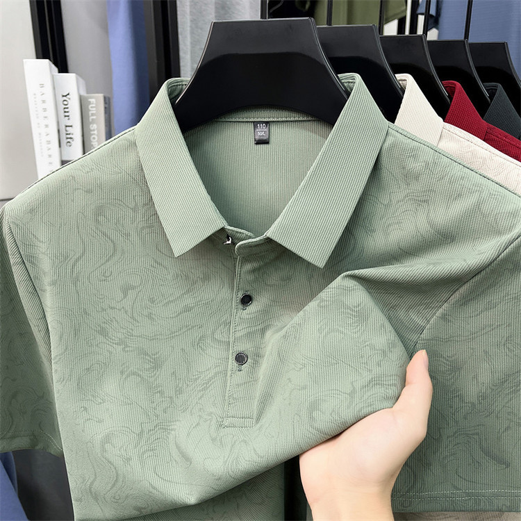 Polo Collar Regular Style Summer Camouflage Button-Down Polo Shirt