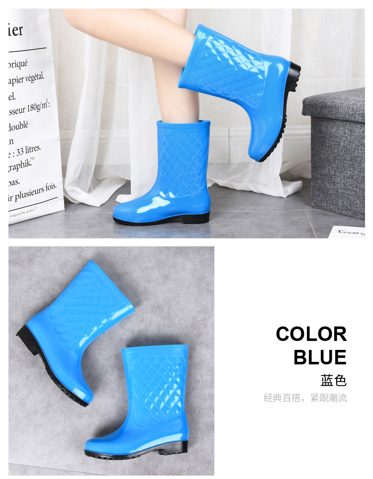 Bốn mùa mưa giày ống nữ ống cao cộng với cotton ấm áp chống trơn thời trang dành cho người lớn học sinh giày nhà bếp không thấm nước giày thể thao chống nước
