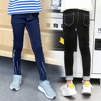 Girls jeans spring and autumn 2019 new spring Western style slim fit tight outer wear tide straight tube childrens small feet pants