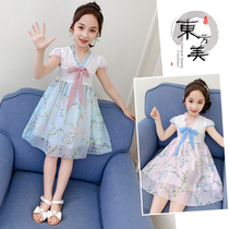 Hanfu girl girl dress with dress Xia 8 years old students Summer clothes 7 China Wind 9 Snow spinning 10 Superfairy short sleeve skirts