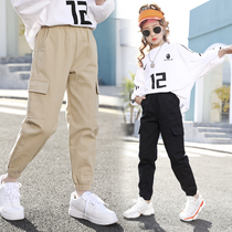 Girls  autumn overalls 6-year-old autumn new 11 Korean version loose 10 Western style pants 8 pants Childrens pants men