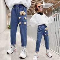Girls  pants spring and autumn 6-year-old girl western style spring 7 schoolboy slacks 8 Dad 10 childrens jeans 9