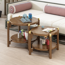 round tea table small small size balcony bamboo solid wood living room sofa edge a few double layer tea table small table small family type
