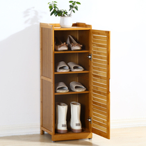 Single Door Shoe Cabinet Small Narrow Doorway Home Outside Building Dodge Bamboo Solid Wood Aisle Small Family Style Lockers Narrow Small Shoe Rack