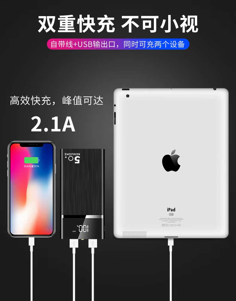 80000M công suất lớn siêu mỏng sạc kho báu phổ di động di động điện Apple vivo kê OPPO Huawei chuyên dụng mAh 50000 nhanh phí dễ thương phim hoạt hình siêu dễ thương 20000