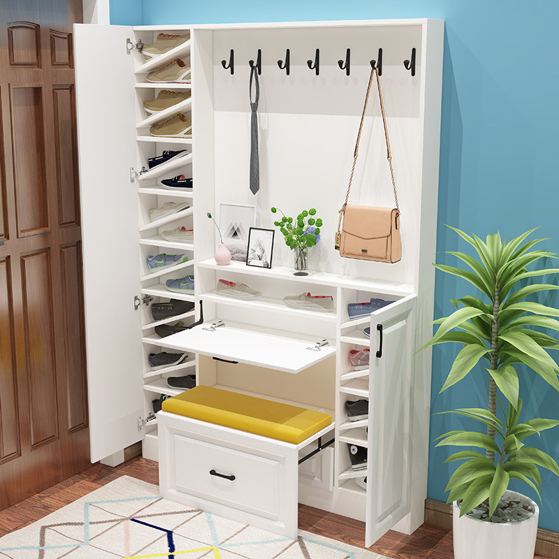 Zizhen shoe cabinet Simple modern 17cm ultra-thin shoe cabinet Entrance narrow foyer cabinet Living room multi-functional coat cabinet customization