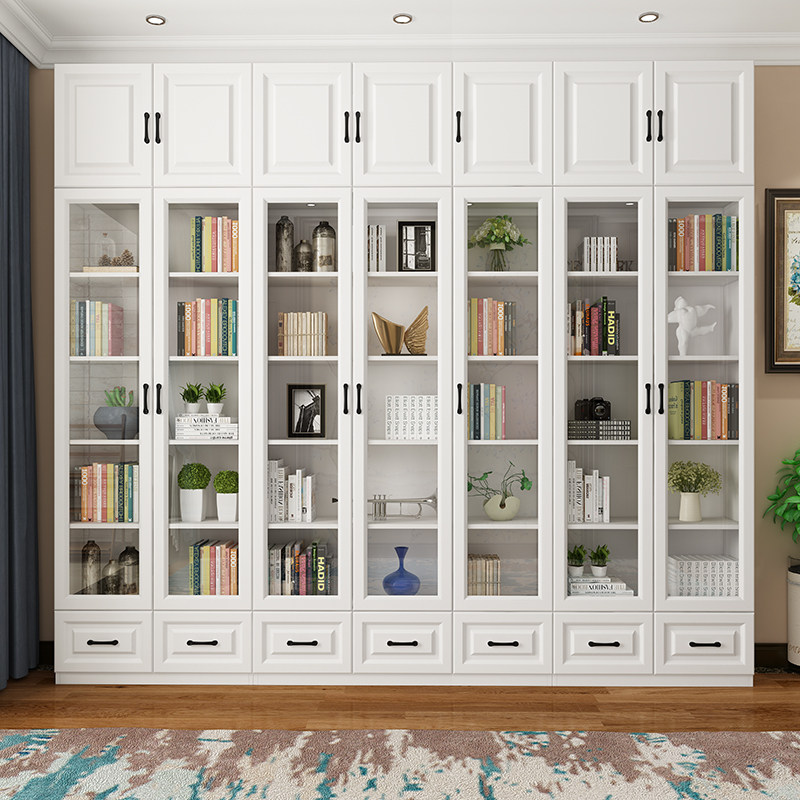 Minimalist Modern Book House Two Doors Storage Documents Custom Composition Bookcase Bookcase Shelves Glass Door Bookcase Show Shelf