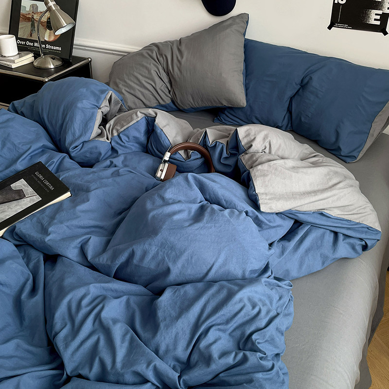 Simple Four-Piece Set, Non-Pure Cotton, All-Cotton Bed Sheet, Duvet Cover, Bedding, Student Dormitory Single Three-Piece Set, Fitted Sheet Style