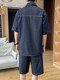2025 new summer short-sleeved denim shirt boys' clothing suit with handsome solid color half-sleeved men's clothing