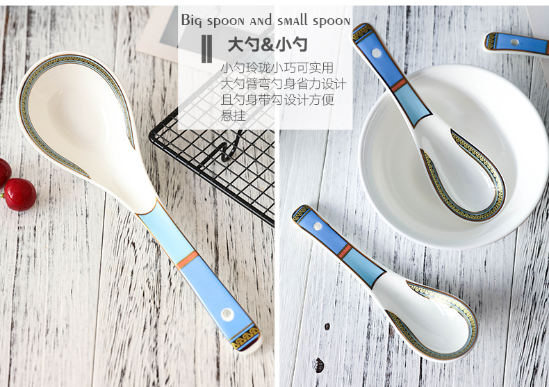 High - end 60 skull porcelain tableware suit household European imperial up dishes chopsticks dishes porcelain enamel suit