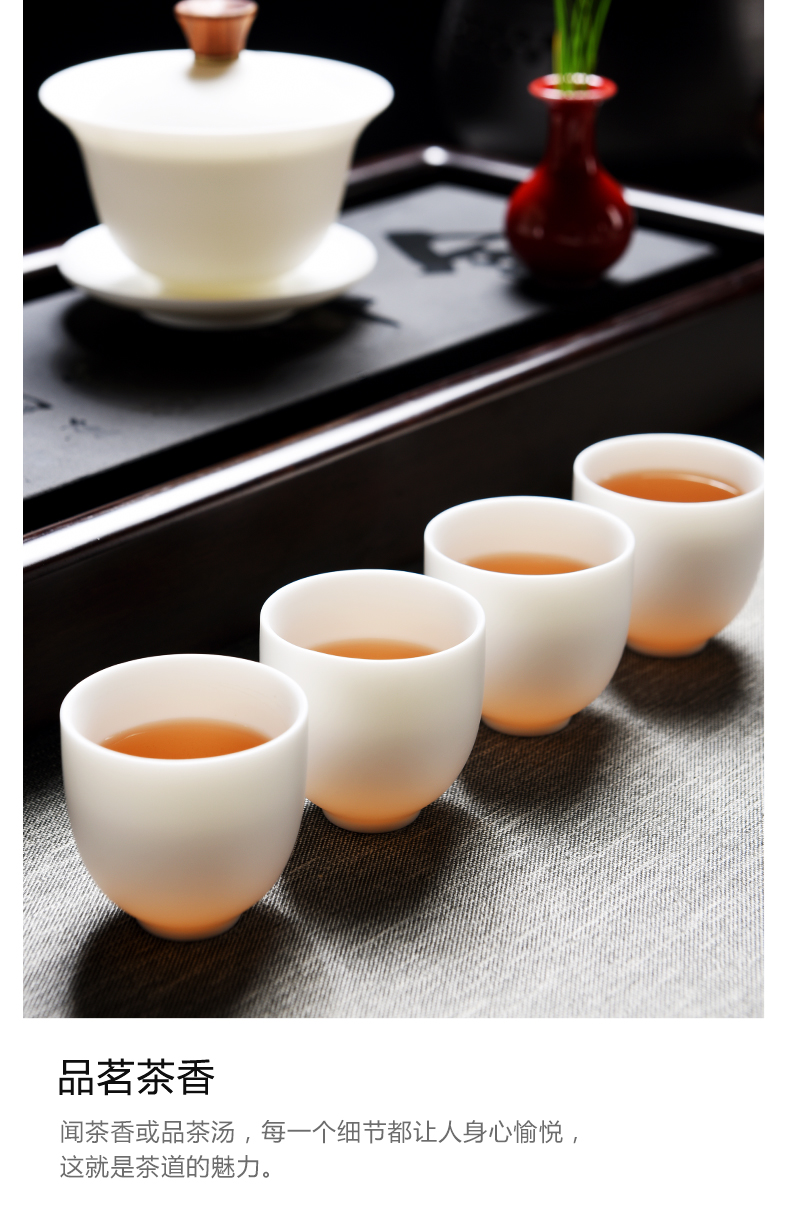 Household of Chinese style element to burn white porcelain porcelain god only three tureen suet jade porcelain teacup kung fu tea tea set, tea taking