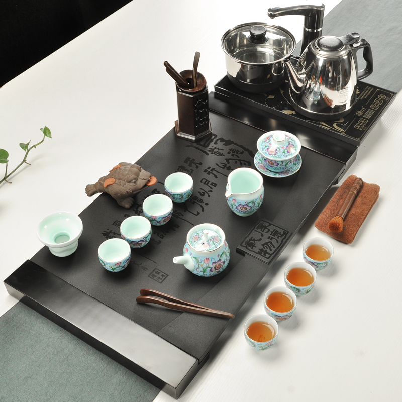 Porcelain god sharply stone tea tray of a complete set of kung fu tea set induction cooker stone tea tray tea saucer dish four sea are one