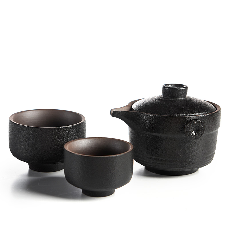 Japanese porcelain god contracted crack cup travel a pot of two cups of household ceramic tea tray was portable kung fu tea set
