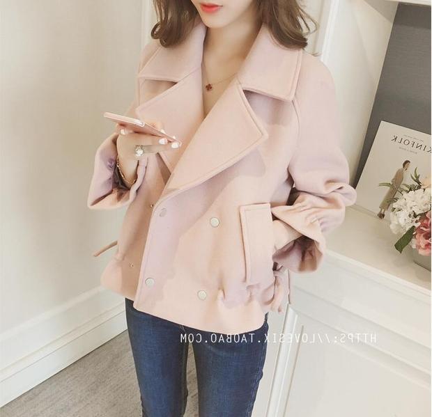 Áo khoác len nữ 2018 thu đông mới mặc cho học sinh Hàn Quốc mới lột ngắn thắt lưng ngắn bằng len áo khoác da nữ xịn hàn quốc