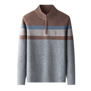 [100%绵羊毛]梦特娇25秋冬男士纯羊毛衫半高拉链领毛衣保暖加厚J