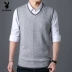 Playboy len vest nam mùa thu và mùa đông vest nam không tay áo len thanh niên áo len nam vest phiên bản Hàn Quốc của thủy triều áo vest nam hàn quốc Dệt kim Vest
