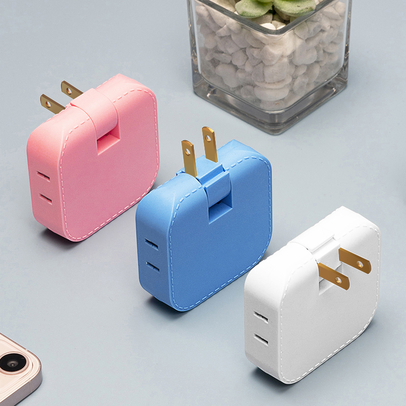 Two-Prong Double-Hole Plug Adapter with Hidden Socket, 2-Hole Power Outlet, USB Power Strip, Type-C Charger Two-Prong Double-Hole Plug Adapter with Hidden Socket, 2-Hole Power Outlet, USB Power Strip, Type-C Charger