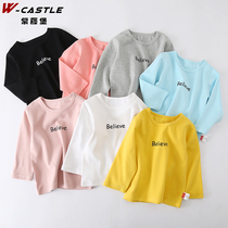 Wisteria Fort Girls Spring base shirt Childrens Fashion Shirt Spring and Autumn Round Neck Female Baby Casual T-shirt Top Tide