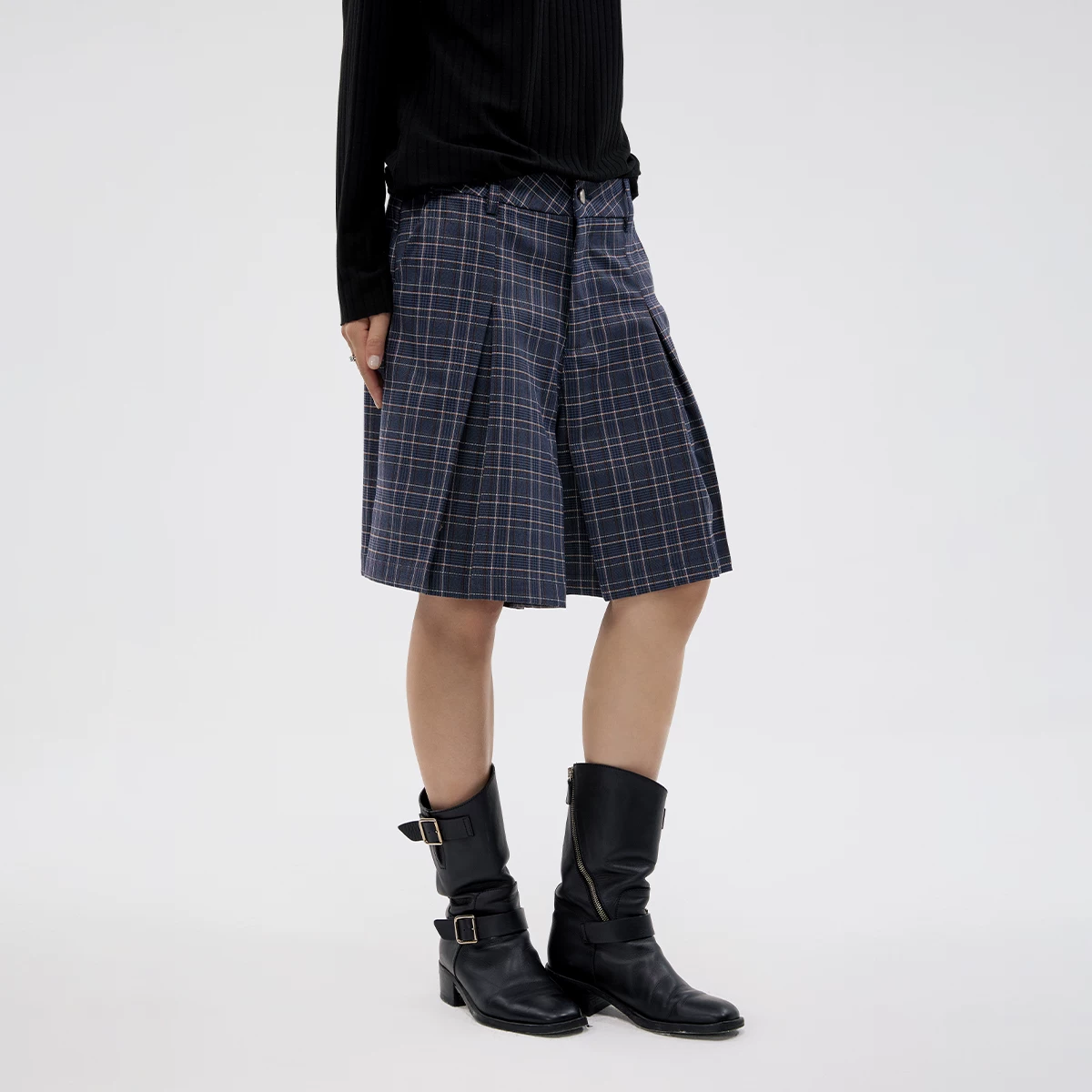 FUNKYFUN 2024AW британская ретро клетчатая складка, силуэты, trunks/шорты-купальные casual