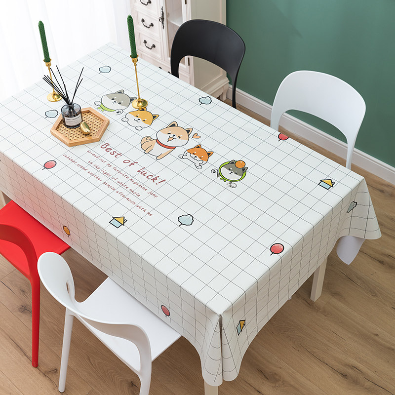 PVC tablecloth waterproof and oil and anti-stamping tablecloth household rectangular Nordic luxury in wind tea mats