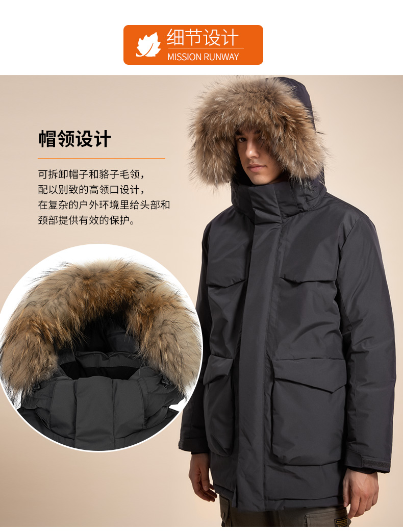 法国 乐飞叶 男士 加拿大风 重装鹅绒派克羽绒服 图2