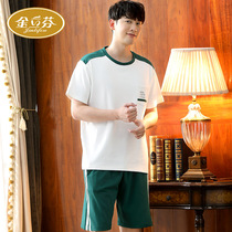Pajamas men summer cotton round neck thin short sleeve mens leisure home plus size mens home suit suit