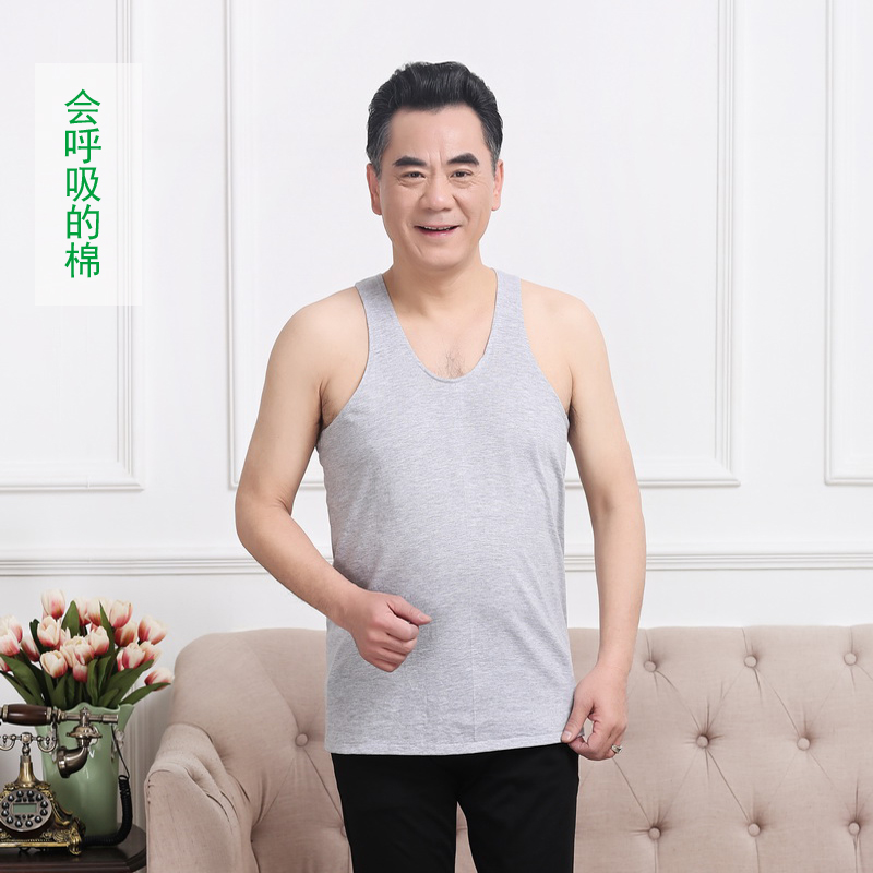 Người đàn ông trung niên tuổi của áo sơ mi cotton áo sơ mi với vòng cổ bông lỏng cộng với phân bón XL ngắn tay T-Shirt mùa hè