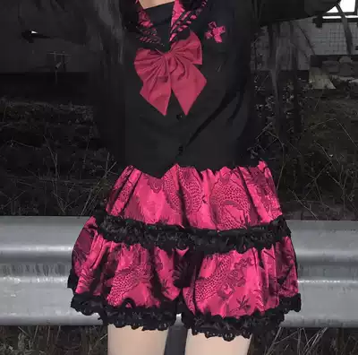 (Uniform party) set hot girl dragon embroidery set original black red autumn and winter improved J K uniform leg set