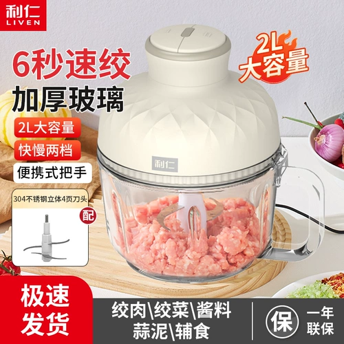 Мясорубка Liren, бытовая электрическая маленькая многофункциональная мясорубка, овощной фарш, чесночный соус, дополнительная еда, миксер из нержавеющей стали