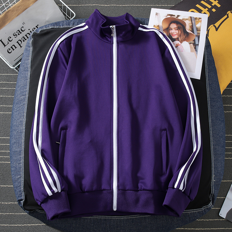 Spring and Autumn Purple Three-Stripe Sports Jacket for Men 2026 New Style Youth Thin Zipper Cardigan Sweatshirt