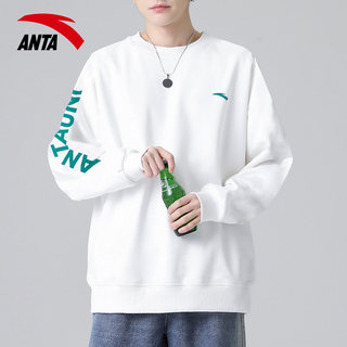 Anta Sports Sweater Men's Official Website 2023 Autumn New Round Neck Pullover T-Shirt Trendy Loose Casual Long Sleeves