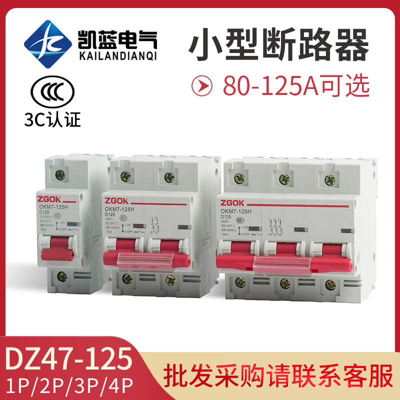 家用空气开关DZ47-100A 1P 2P 3P 4P100A125A D型空开小型断路器